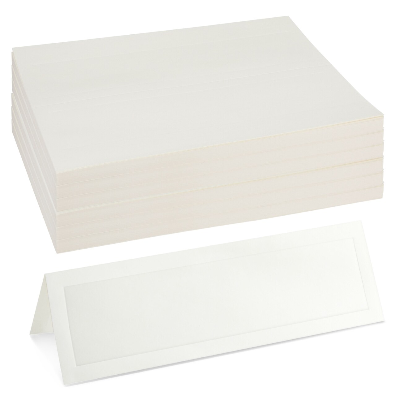 Place Cards - 60-Pack Large Tent Cards, Blank Foldover Table Placecards, Seat Assignment for Wedding, Holiday Dinner, Restaurant Reservation, Laser and Inkjet Printer Friendly, 3.5 x 11 Inches